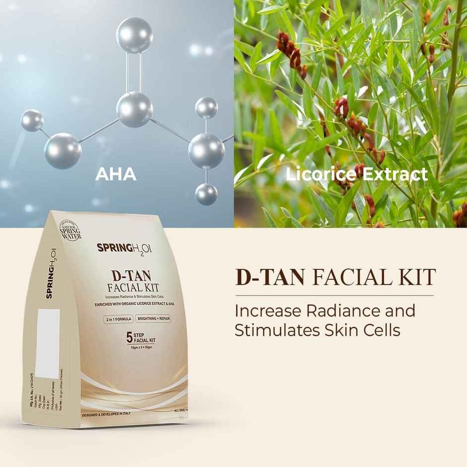 Spring H2O D-Tan Facial Kit With Instant Glow And Remove Tan & Dull Skin