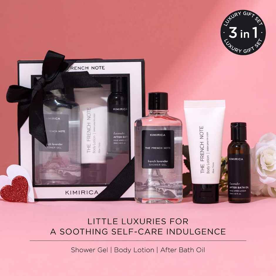 Kimirica French Note Gift Set | Lavender Shower Gel & Body Lotion | Unisex Luxury Gift Set