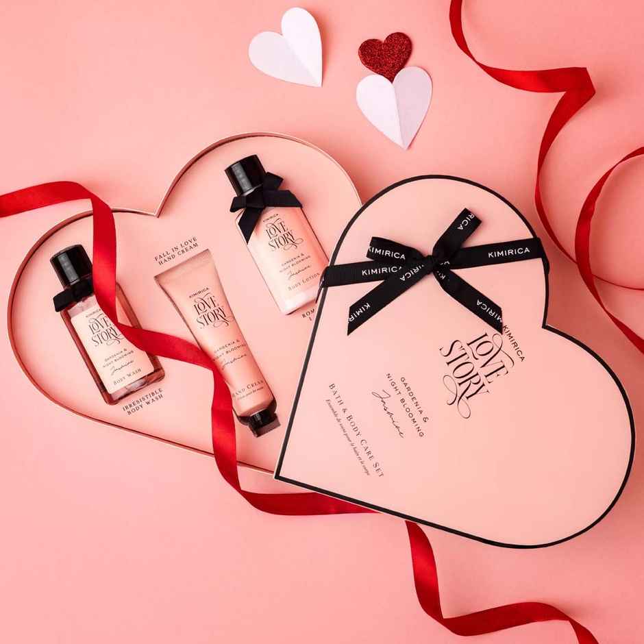 Kimirica Valentine Love Story Little Heart Gift Set|Luxury Selfcare Box with Bath & Body Essentials