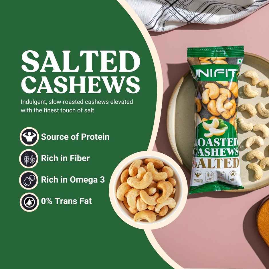 Unifit Salted Cashews | Crunchy Roasted Snack | Protein & Fibre Rich