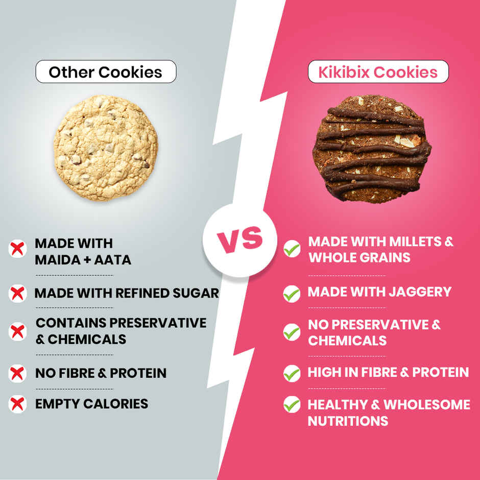 Kikibix Ragi Chocolate Cookies, Healthy Choco Biscuits, Millets, No Maida