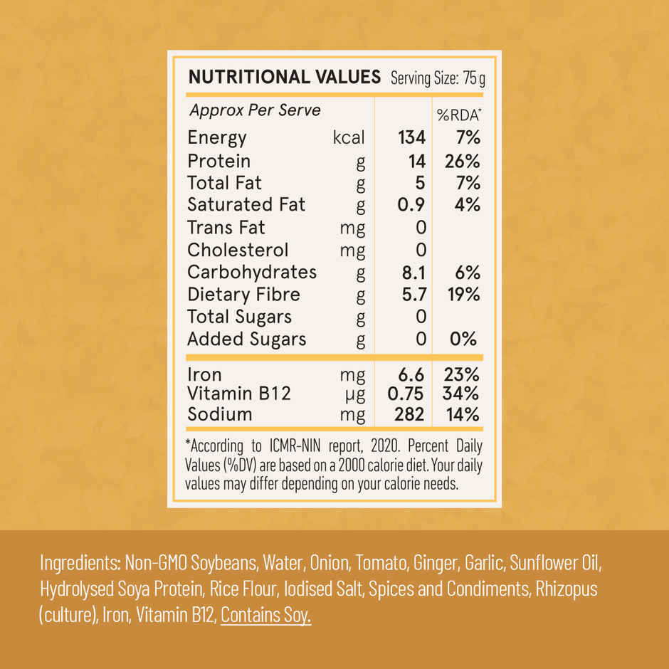 Hello Tempayy 14g Protein Tempeh Crumbles | Tawa Masala - Heat & Add | Soy Tempeh