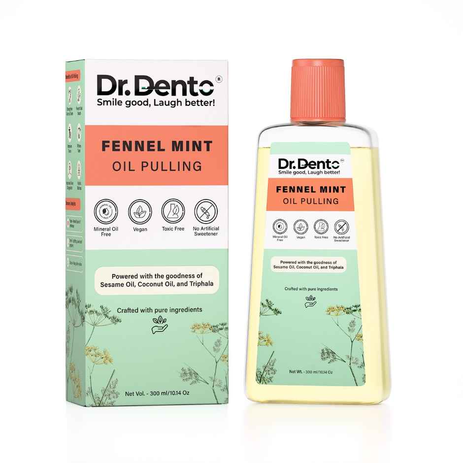Dr.Dento Fennel Mint Detox Oil Pulling with Coconut Oil | Fresh Breath & Gum Care | Whitens Teeth
