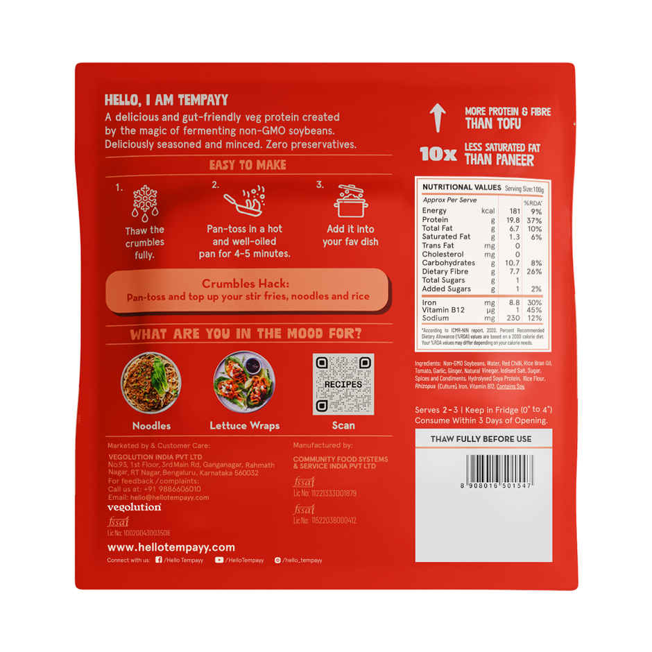 Milky Mist Greek Yogurt (100g) & Hello Tempayy 40G Protein Tempeh Crumbles | Szechuan | Heat & Add (200g) Combo