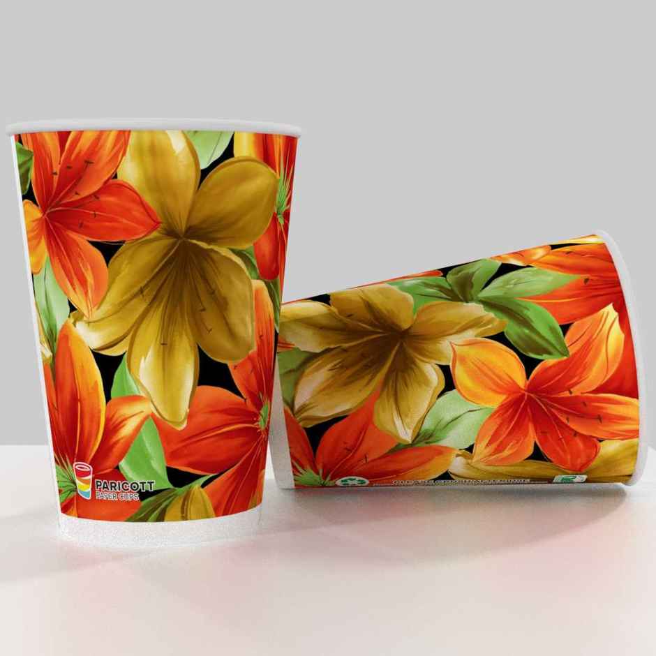 Paper Glass | Assorted Colour Design | 250 ml | Set of 50 | Vinay Trading