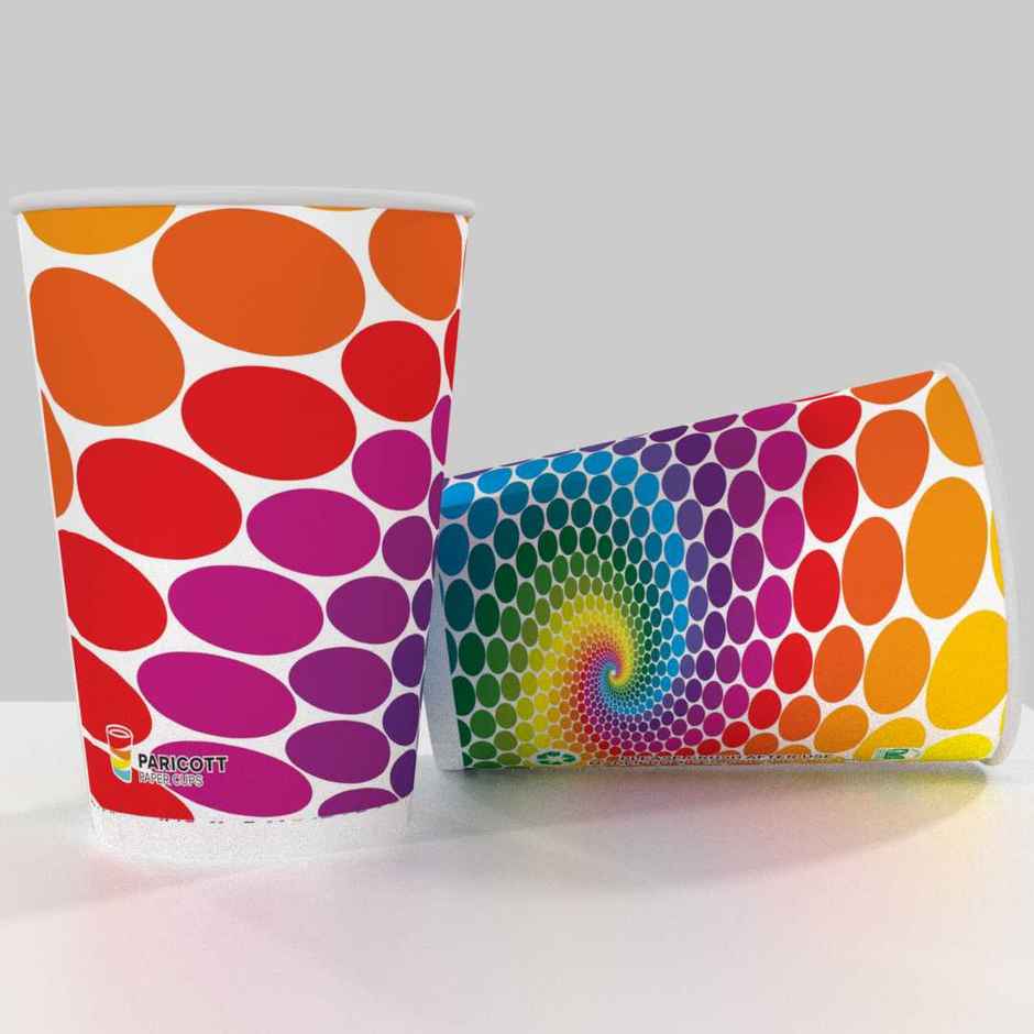 Paper Glass | Assorted Colour Design | 250 ml | Set of 50 | Vinay Trading