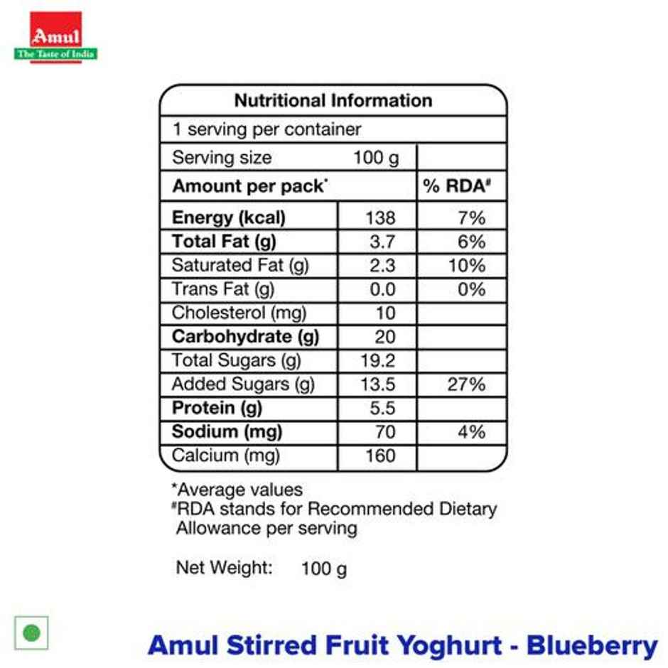 Amul Stirred Fruit Yoghurt- Blueberry Combo