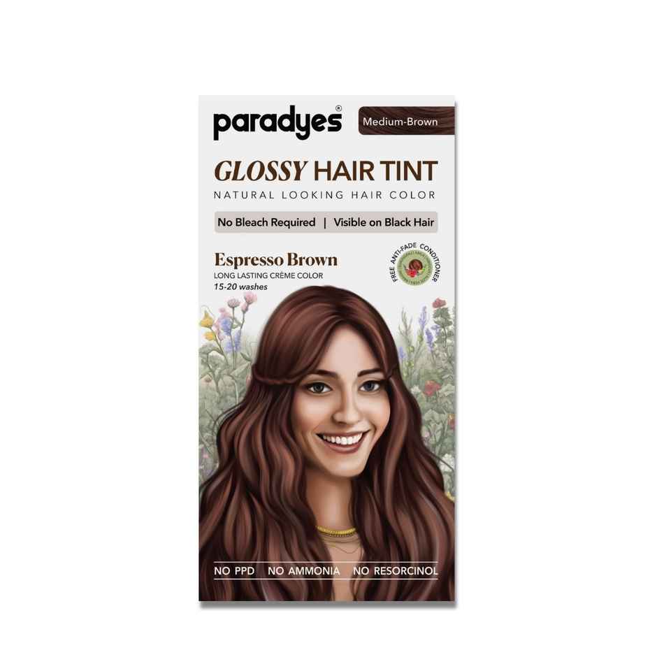 Paradyes No Bleach Espresso Brown Glossy Hair Tint, Ammonia|free Hair Color for Natural Black Hair