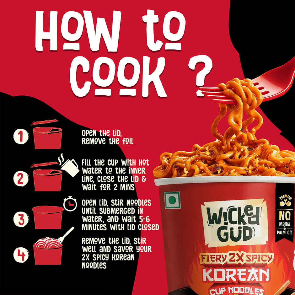 Wickedgud Fiery 2x Spicy Korean Cup Noodles