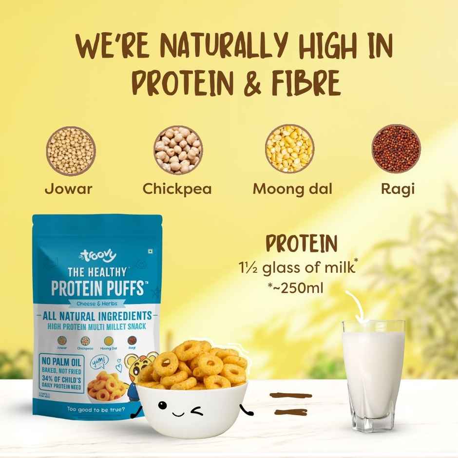 Troovy High Protein Cheese & Herbs Puffs | No palm Oil, No Chemicals