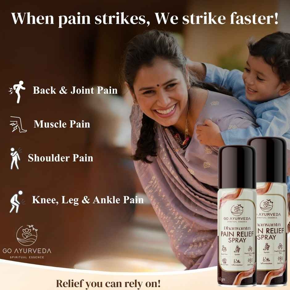 Go Ayurveda Dhanvantri Pain Relief Spray For Joint, Muscle & Back Pain|With Clove & Cinnamon