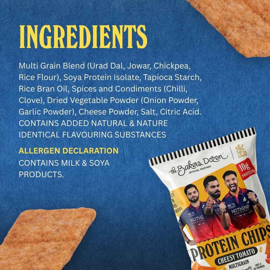 The Baker's Dozen Protein Chips Cheesy Tomato Multigrain | 10g Protein | Baked | Healthy Snacks