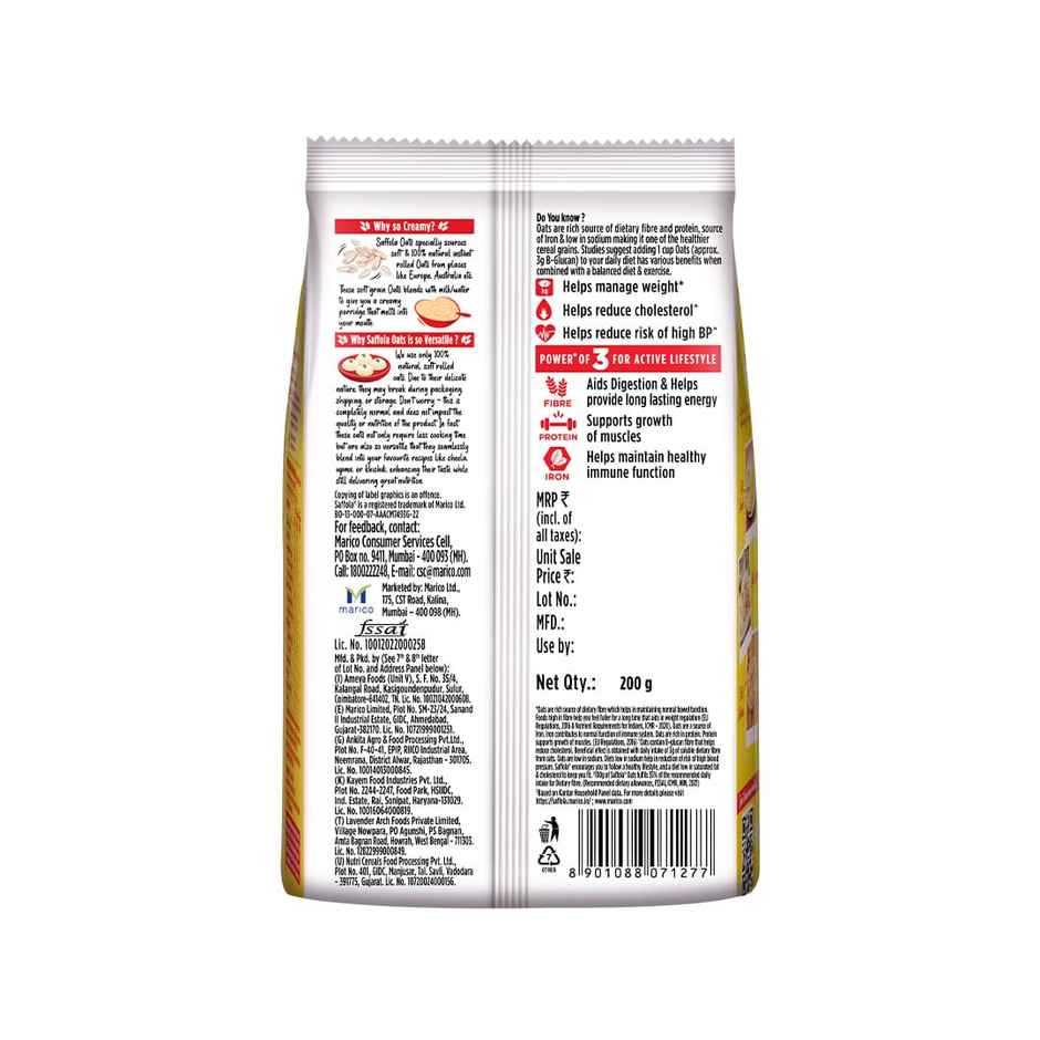 Saffola Oats, Instant Rolled Oats, Soft & Creamy Oats, Power of Protein, Iron & Fibre