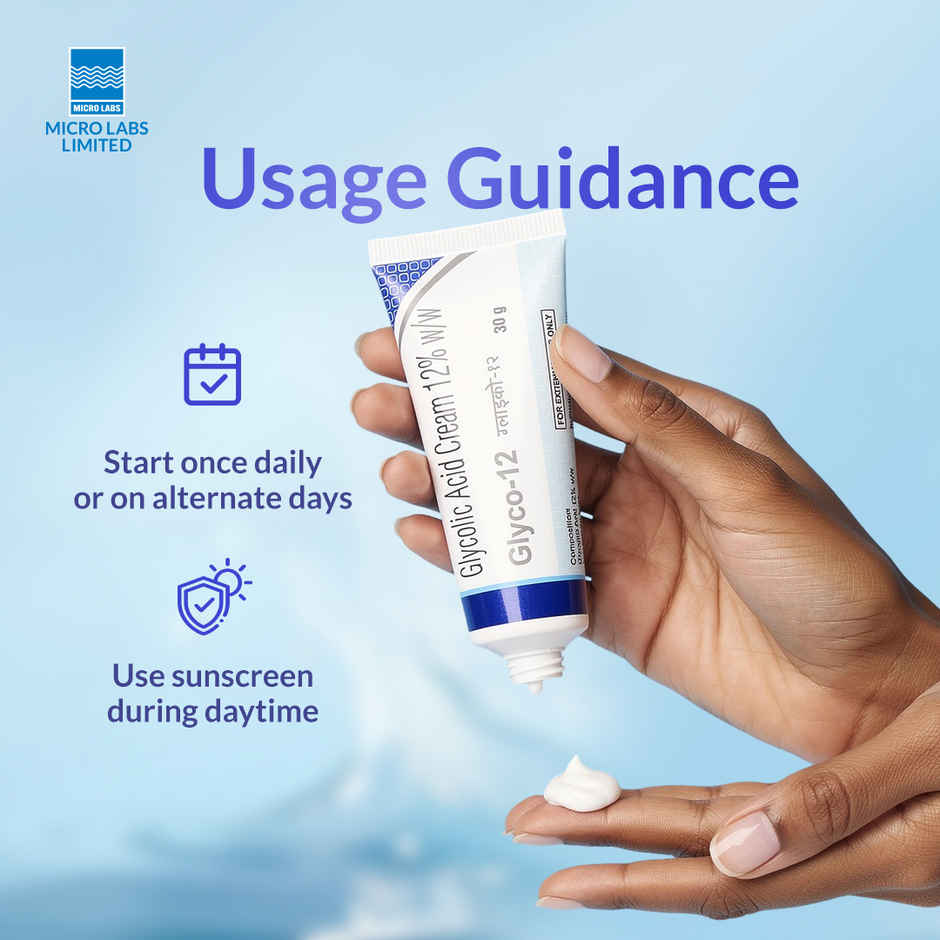 Glyco 12 Glycolic Acid 12% Cream for Pigmentation, Dark Spots, Acne Marks & Uneven Skin Tone