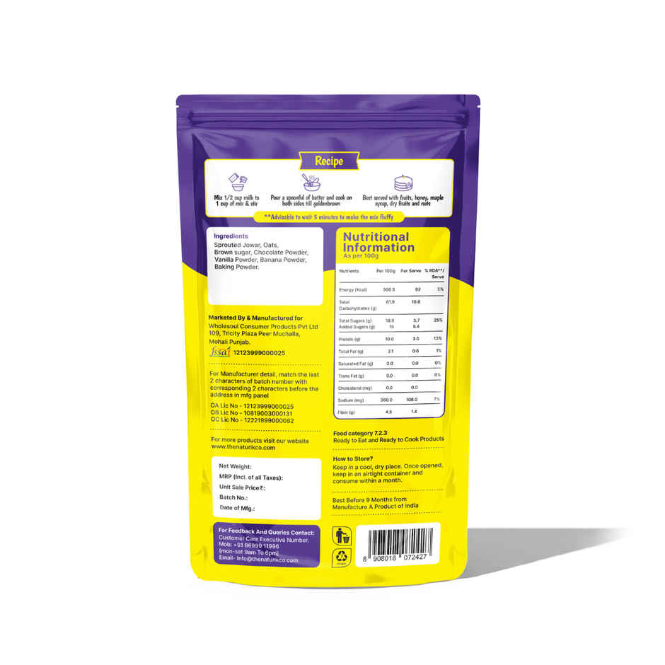 The Naturik Co High Protein Millet Pancake Double Chocolate