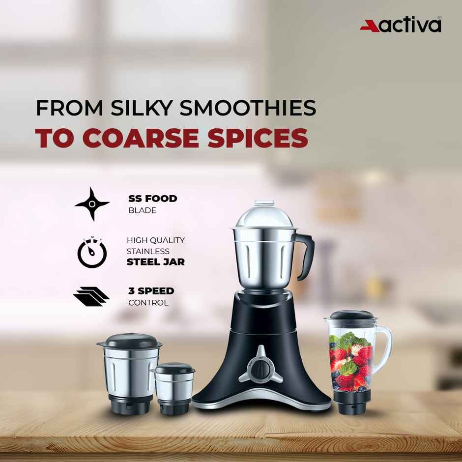 Activa Abs Super Chef 900 Watts Powerful Motor Mixer Grinder With 4 Jars | Black