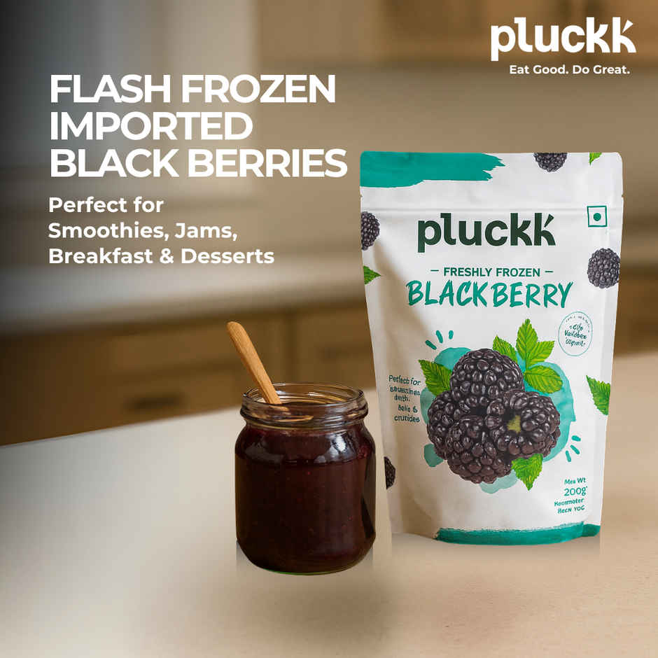 Pluckk Fresh Frozen Imported Blueberry Natural | Non Gmo | Rich In Antioxidants | Superfood Snack (200g) & Pluckk Fresh Frozen Blackberry Natural No Added Sugar Non Gmo High Fiber Vitamin Rich Snack (200g) Combo