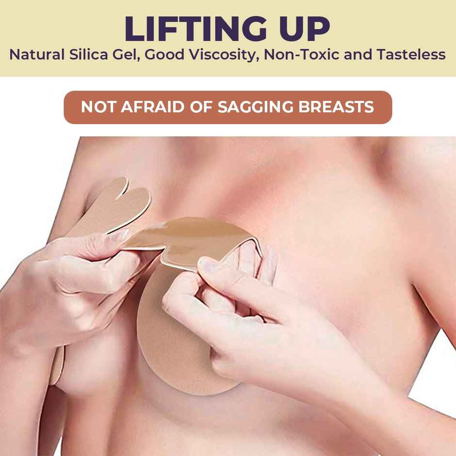 Sanfe Flix Reusable Boob Lift Cups For Breast Push Up Braless, Padded, Rabbit A-C Cup