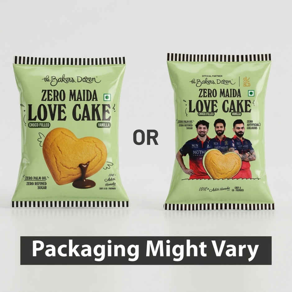 The Baker's Dozen Zero Maida Love Cake - Vanilla  | Veg/Eggless Heart cake - filled with Choco