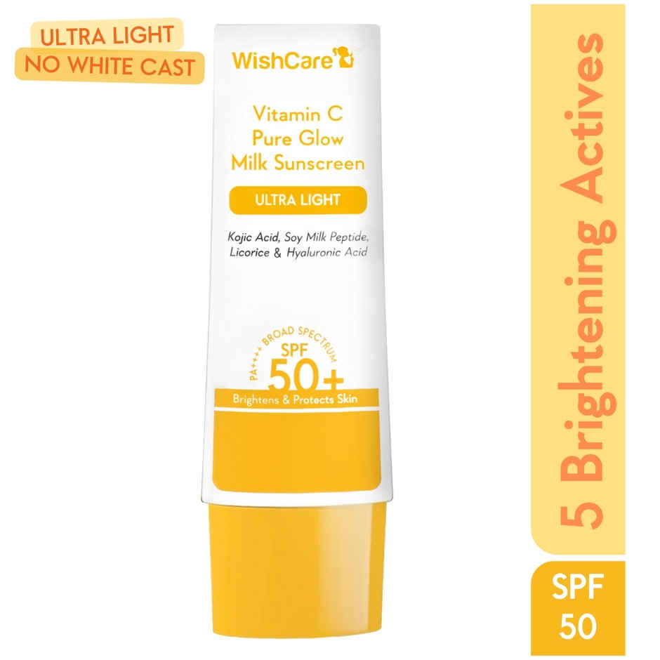 Wishcare Vitmain C Pure Glow Milk Sunscreen SPF 50 PA++++ - Ultra Light Weight