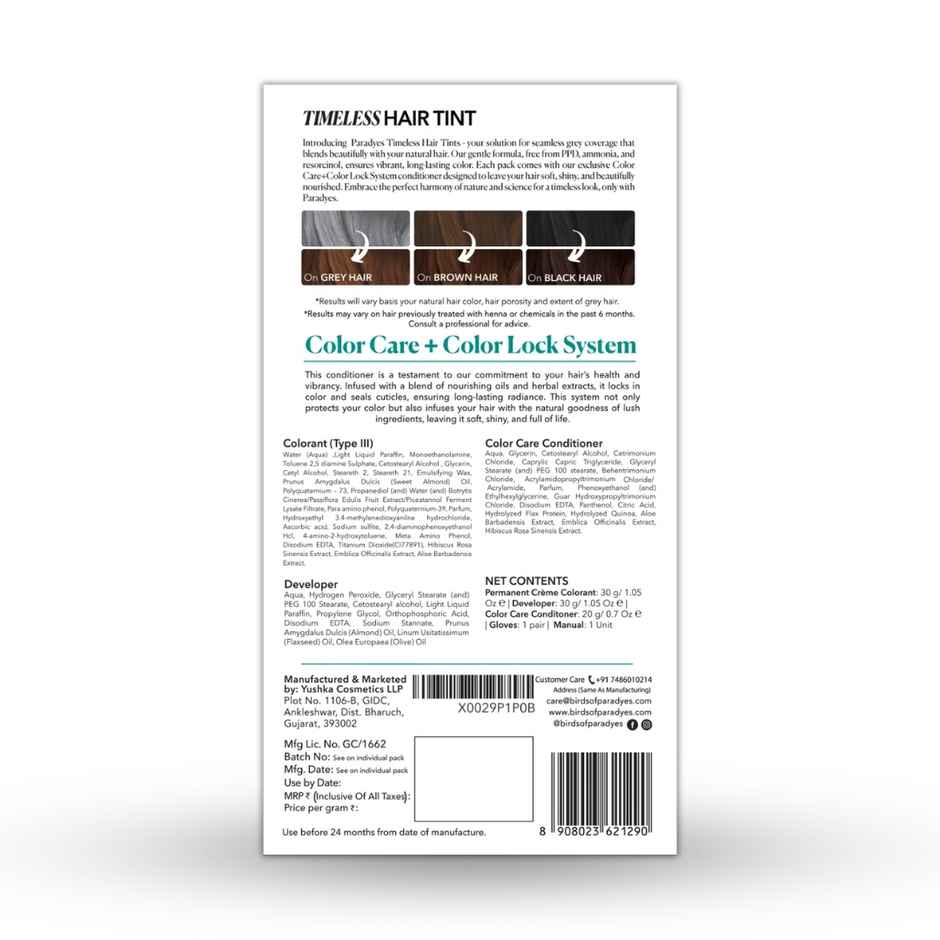 Paradyes Mini Natural Brown Timeless Hair Tint for Complete Grey Coverage