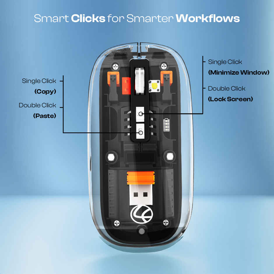 Lapcare Trendy Plus Wireless Mouse | 2.4G & Dual Bluetooth | Desktop Lock Key | Black