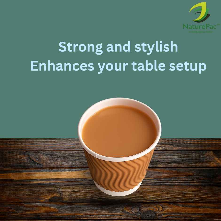 Ripple Paper Cups | 130 ml | 25 pcs | Disposable and Sturdy | Naturepac
