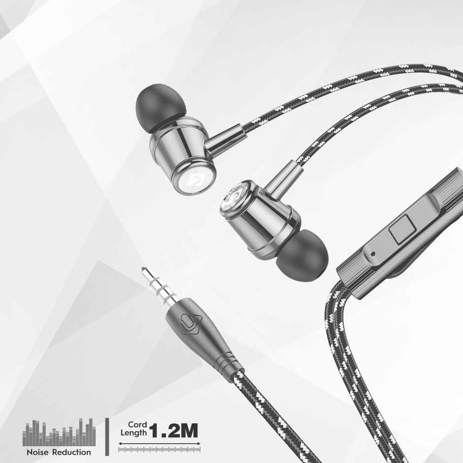 U&i Clash Wired Earphone with Magnet Buds | 1.2m Braided Cord | Silver
