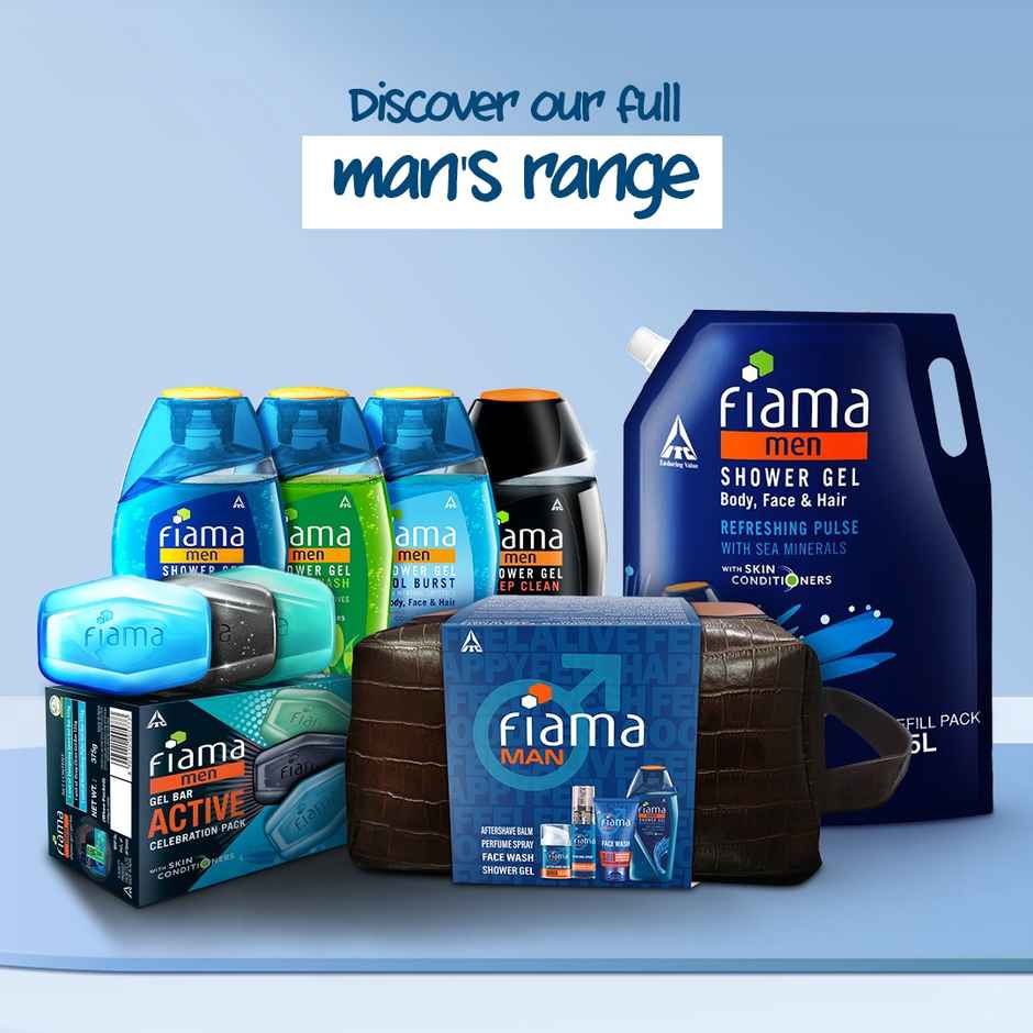 Fiama Men Grooming Essentials Gift Set, Free Pouch