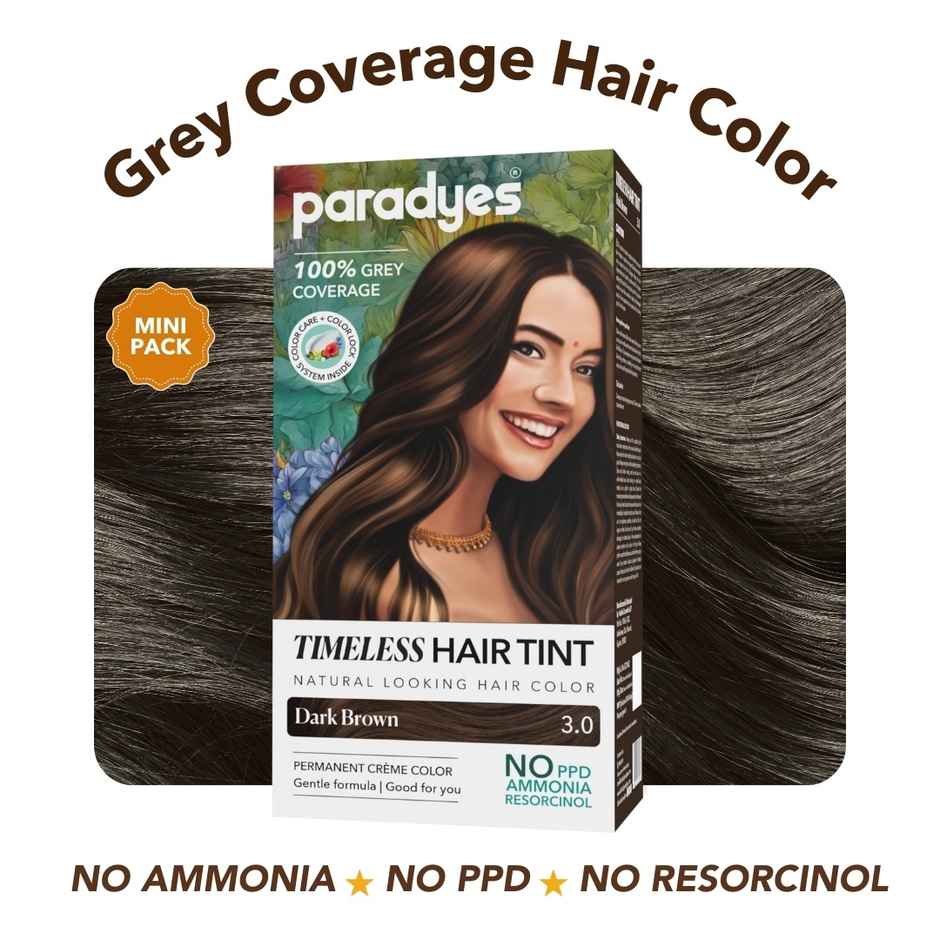 Paradyes Mini Timeless Hair Tint Free of Ammonia, PDD & Resorcinol Hair Color | Dark Brown  3.0