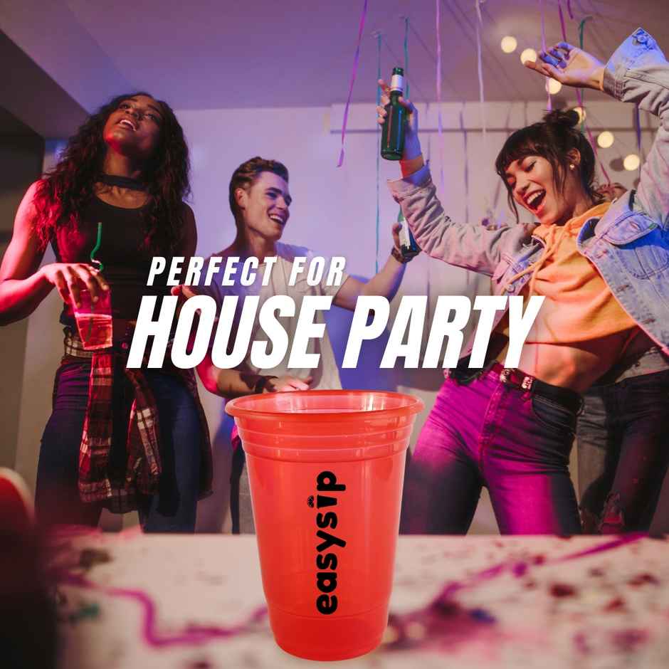 Easysip Premium Drinking Reusable Party Glasses | Red | 400 ml