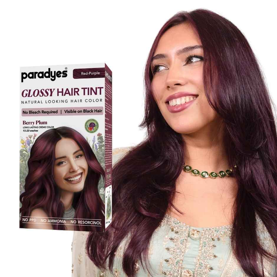 Paradyes Mini No Bleach Berry Plum Glossy Hair Tint, Ammonia|free Hair Color for Natural Black Hair