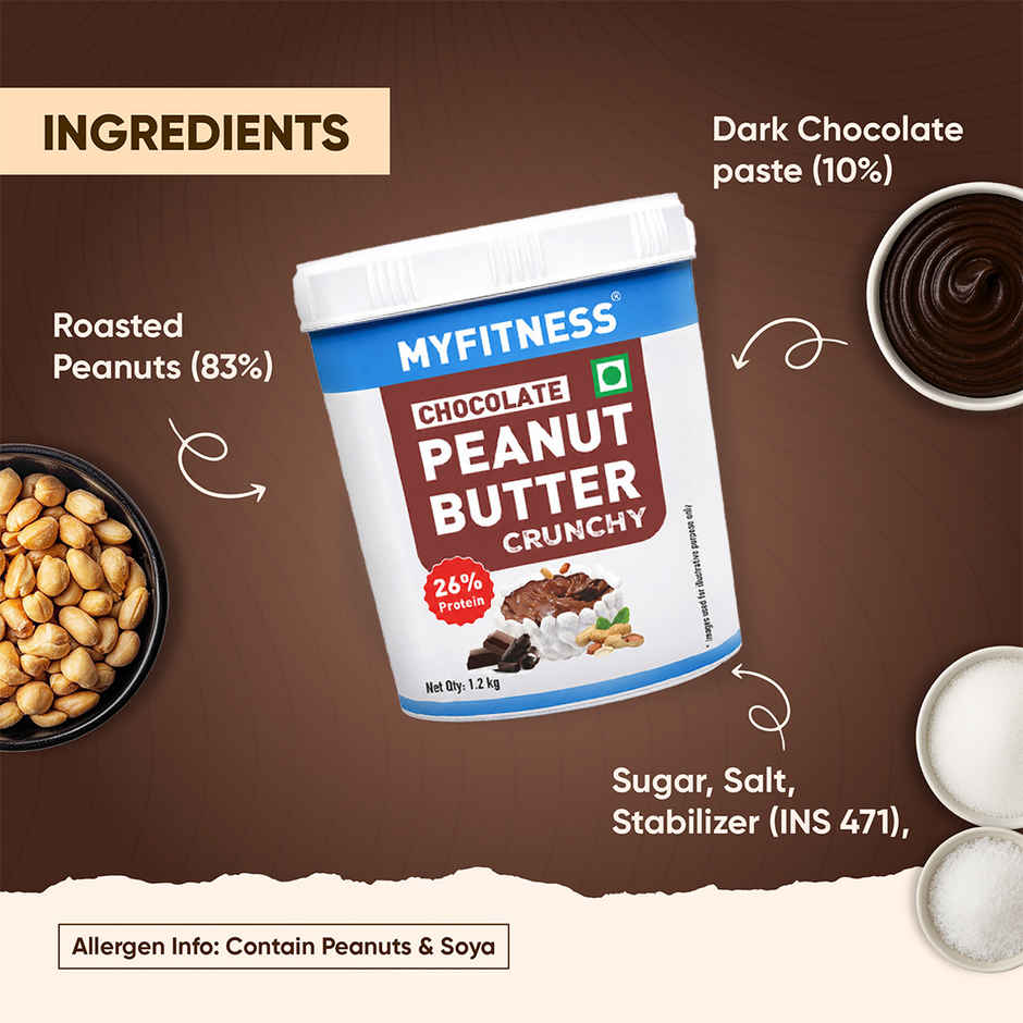 MyFitness 26g High Protein Chocolate Peanut Butter Spread - Crunchy