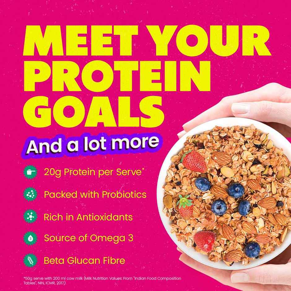 Yoga Bar 23g High Protein Muesli, Fruits, Nuts & Seeds, Added Probiotics, Fibre Rich, Omega - 3