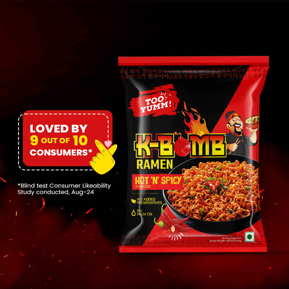 Too Yumm Hot n Spicy Korean Ramen Noodles Combo | Pure Veg, No Palm Oil Healthy K Bomb Spicy Noodles