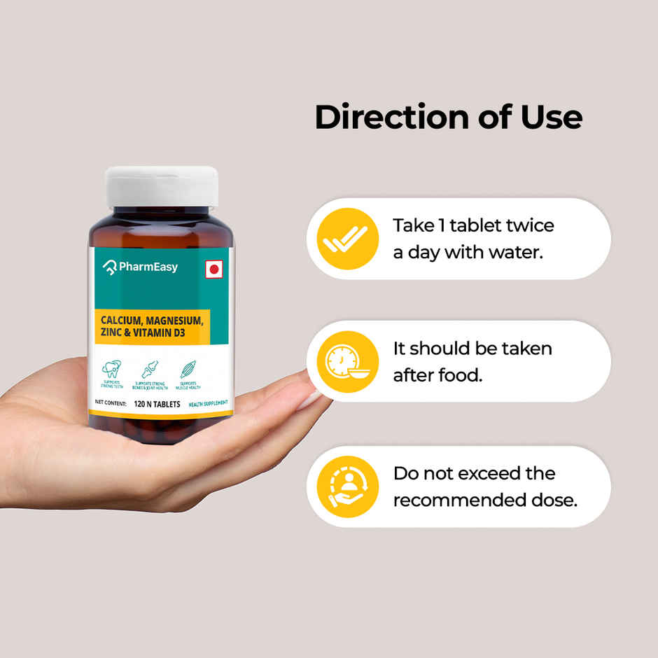 Pharmeasy Calcium, Magnesium, Vitamin D3 & Zinc - Bones & Dental Health