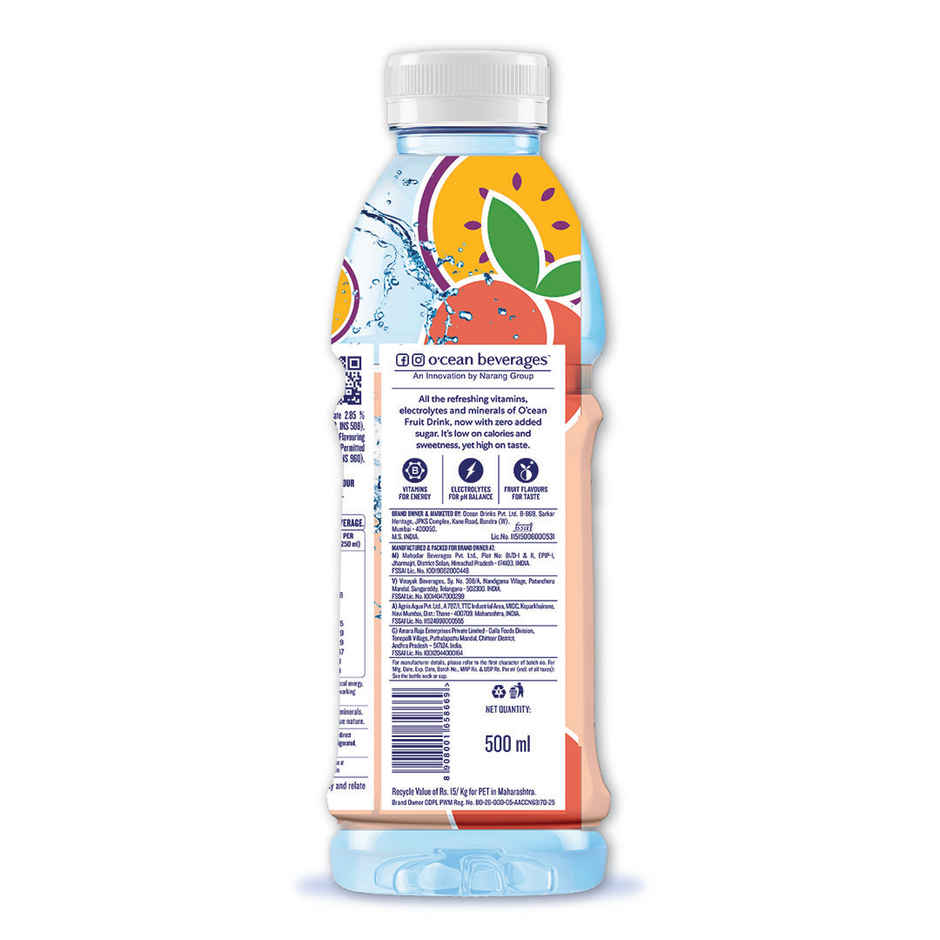 O'cean Fruit Water Zero Peach & Passion Vitamin & Electrolyte Hydration
