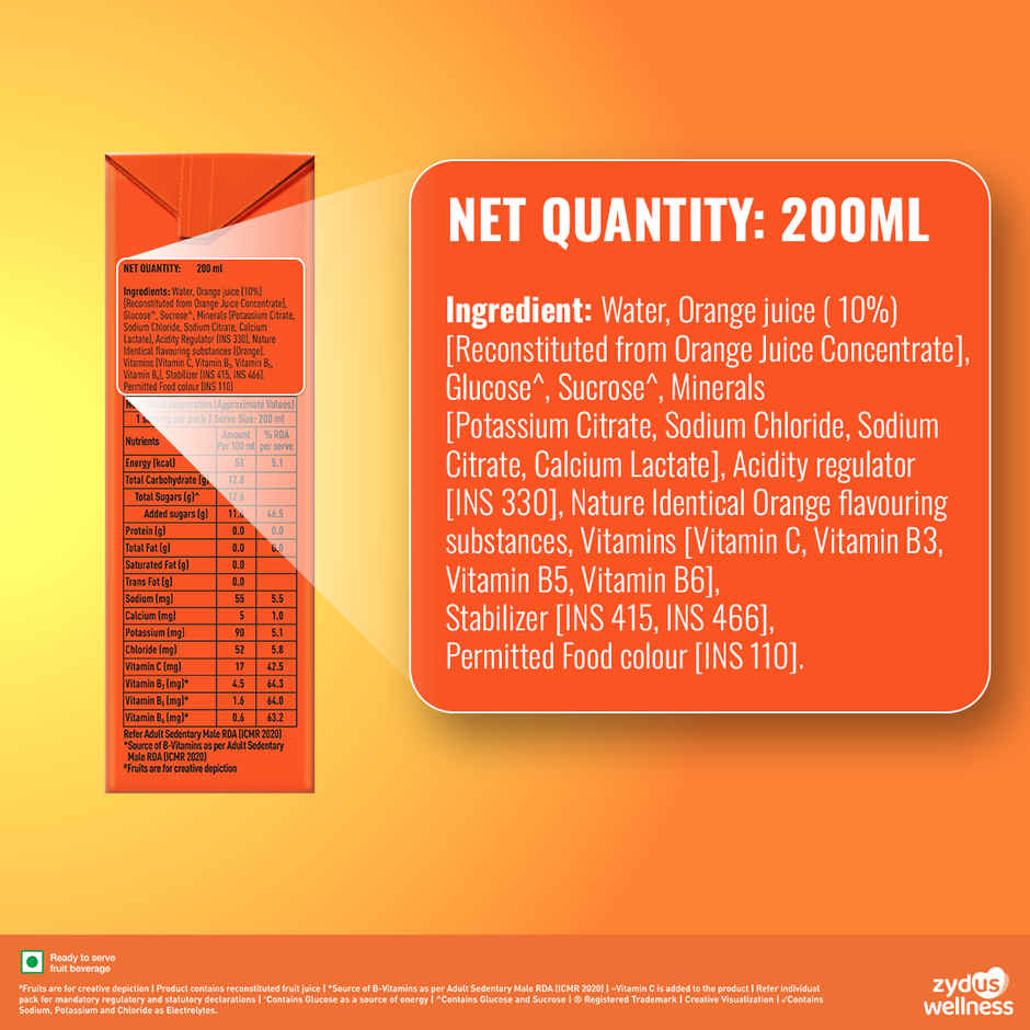 Glucon-D Activon Ready to Drink Beverage | Orange Flavour
