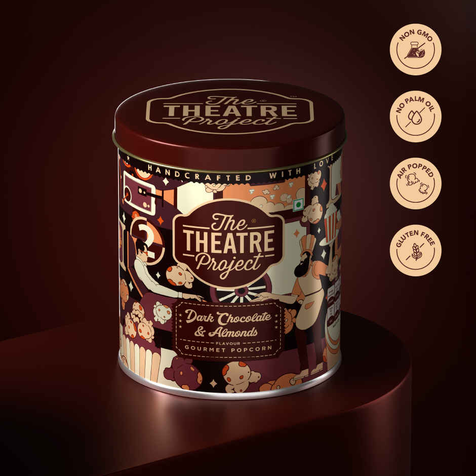 The Theatre Project Dark Chocolate & Almonds Popcorn Tin