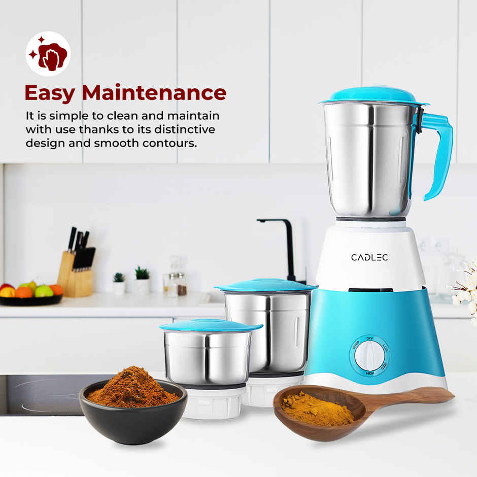 Cadlec Jarsphere 4 Jar 750W Mixer Grinder | High-Power Juicer, Blender & Mixer | Durable ABS Body | Blue