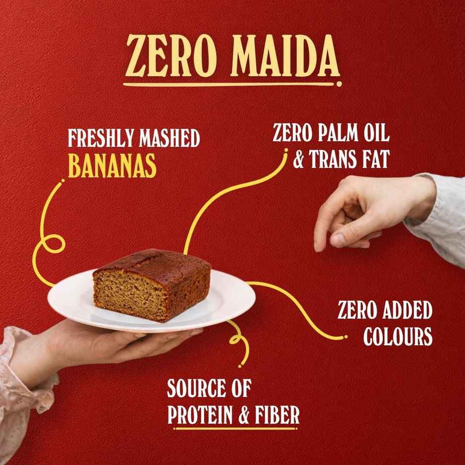 The Baker's Dozen Banana Cake Zero Maida | Whole Wheat | Fruit Cake | Zero Palm Oil | Clean Label