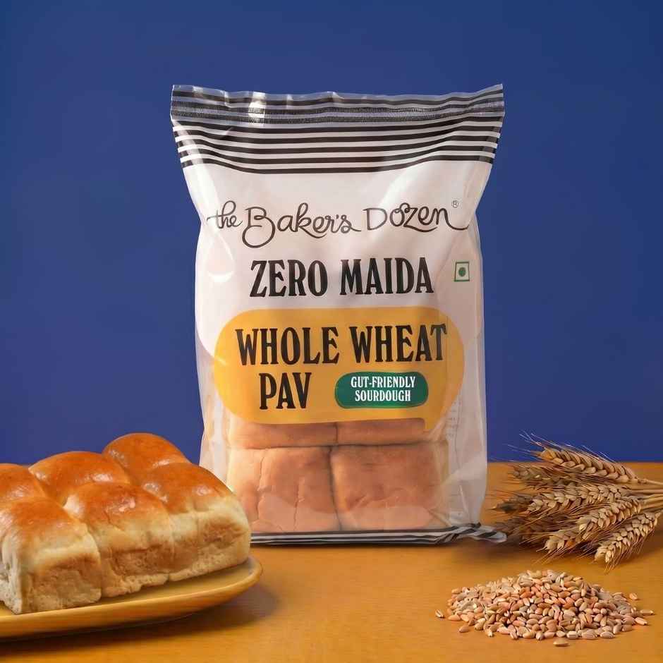 The Baker's Dozen Zero Maida Pav Whole Wheat | Atta Bombay Pav | Gut Friendly | Clean Label