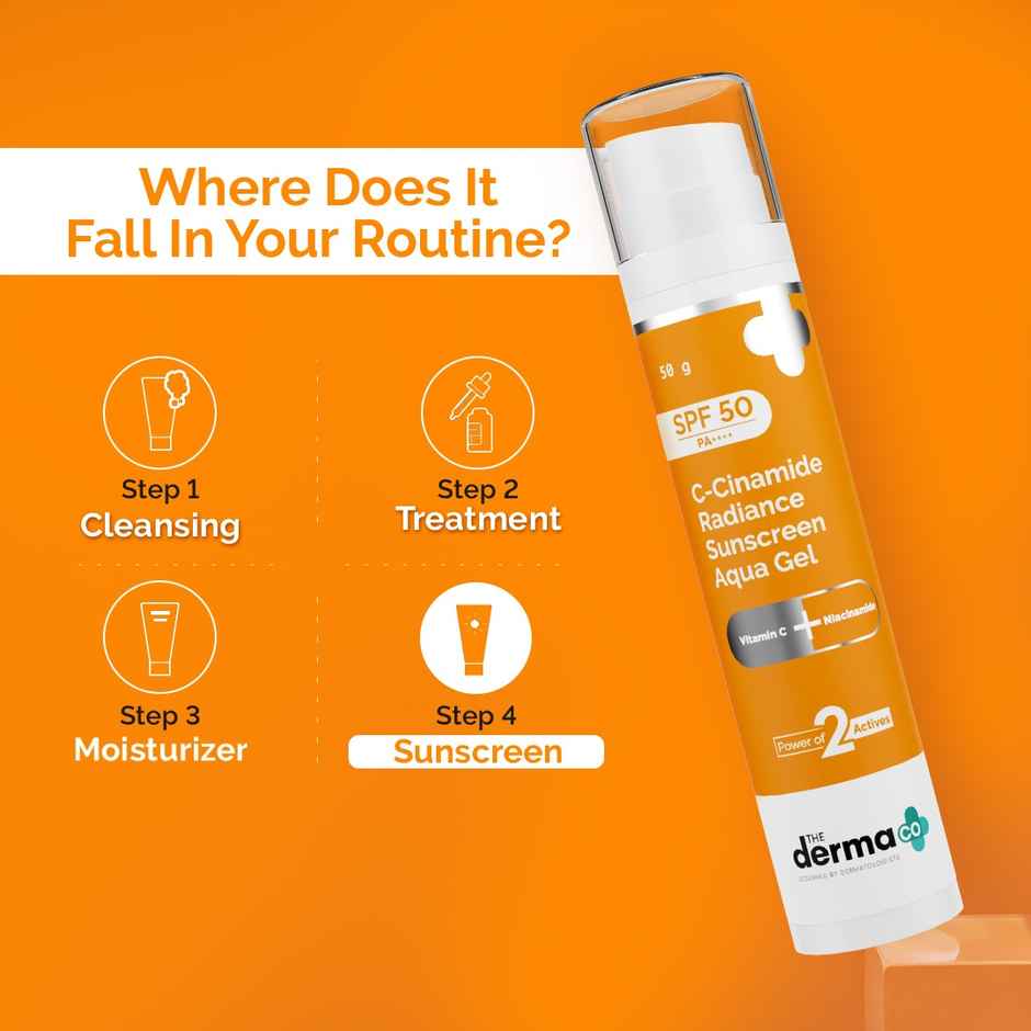 The Derma Co C-Cinamide Radiance Sunscreen SPF 50 Aqua Gel PA++++ With Vitamin C & Niacinamide