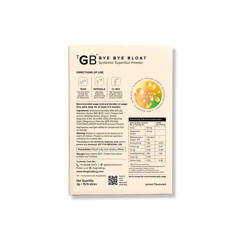 The Good Bug Bye Bye Bloat Supplement Powder - Ease Digestive Discomfort Naturally