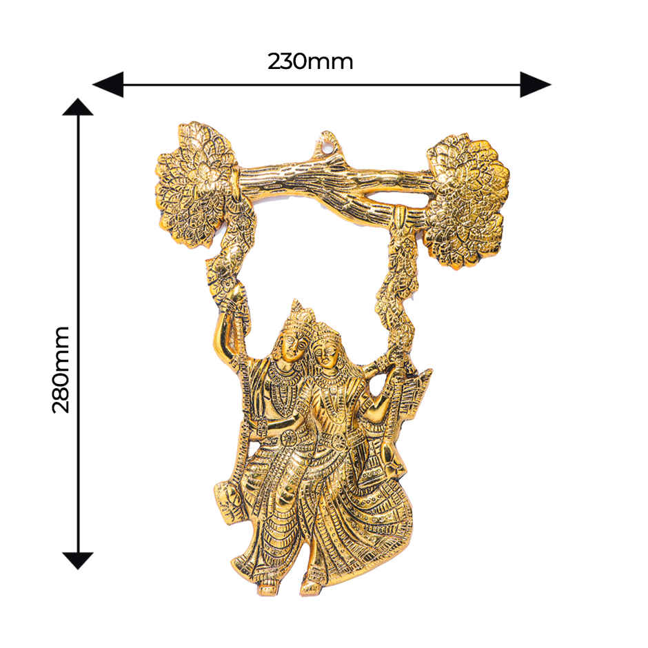 Devnidhii Radha Krishan on Jhula Wall Hanging in Gold Polish