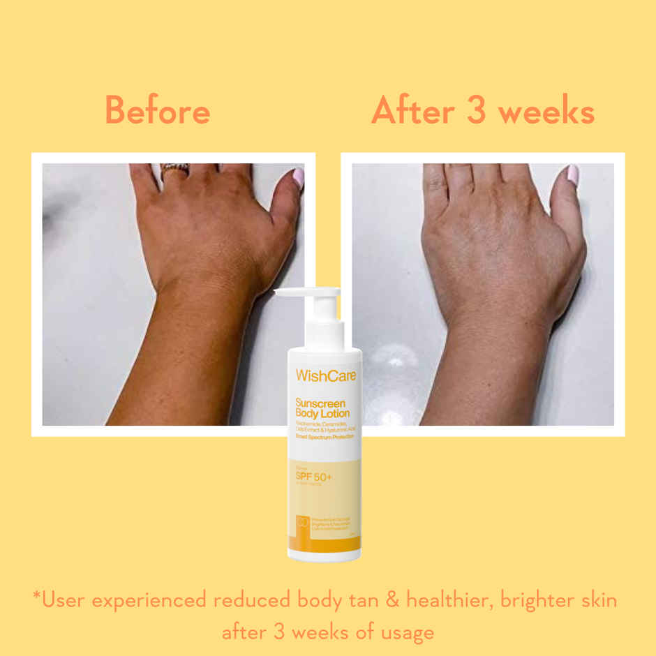 WishCare Sunscreen Body Lotion SPF 50 PA++++ | In-Vivo Tested | Body Sunscreen With No Cast