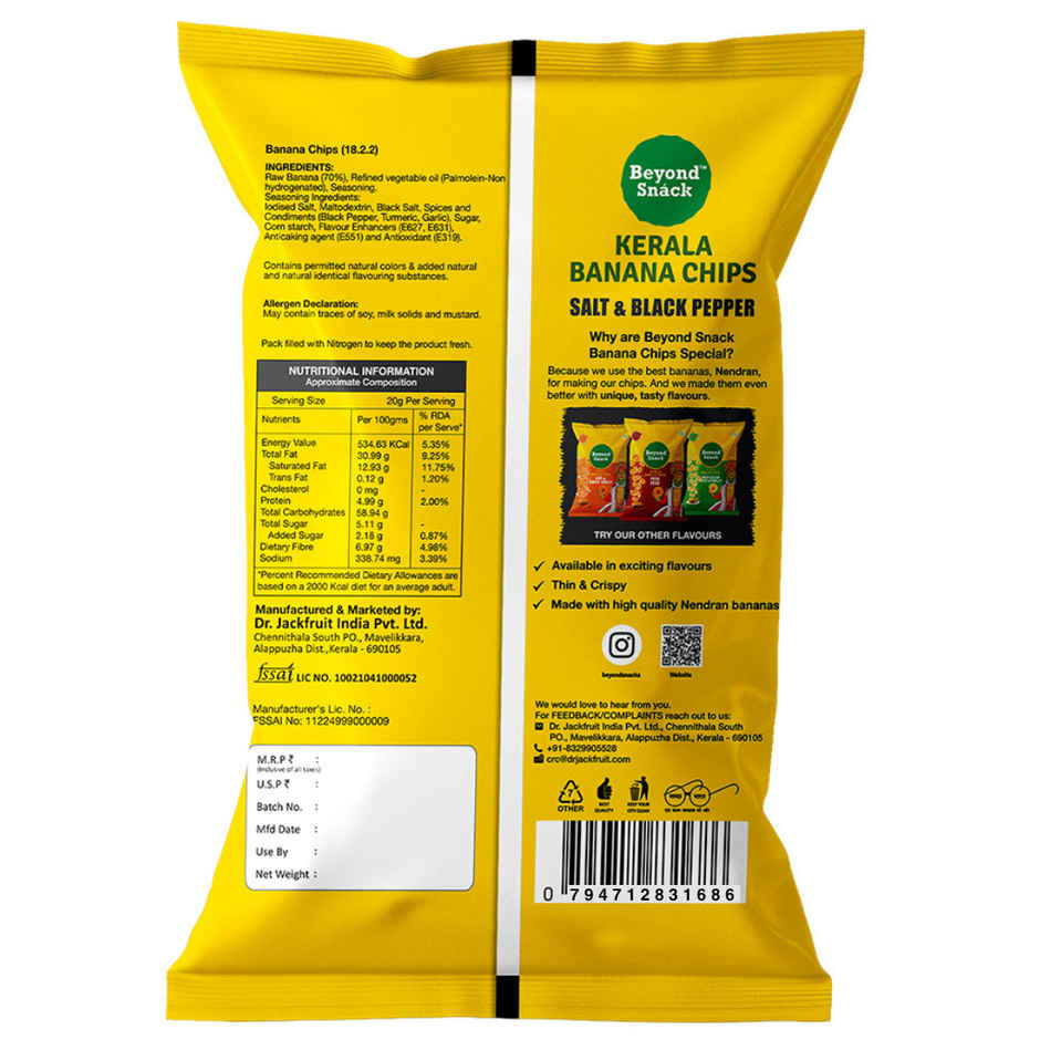 Beyond Snack Kerala Banana Chips | Salt & Black Pepper