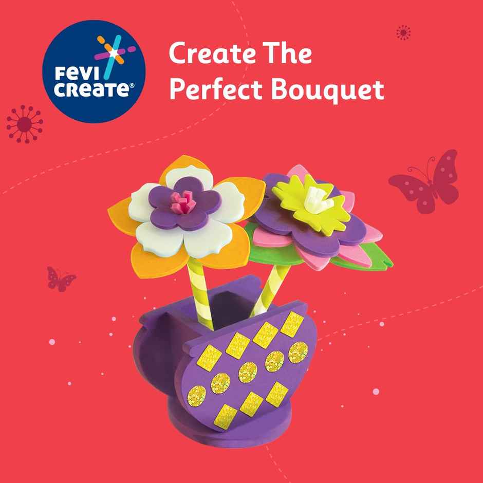 Fevicreate Flower Bouquet Craft Kit | Birthday Return Gifts for Kids | 5+ Years