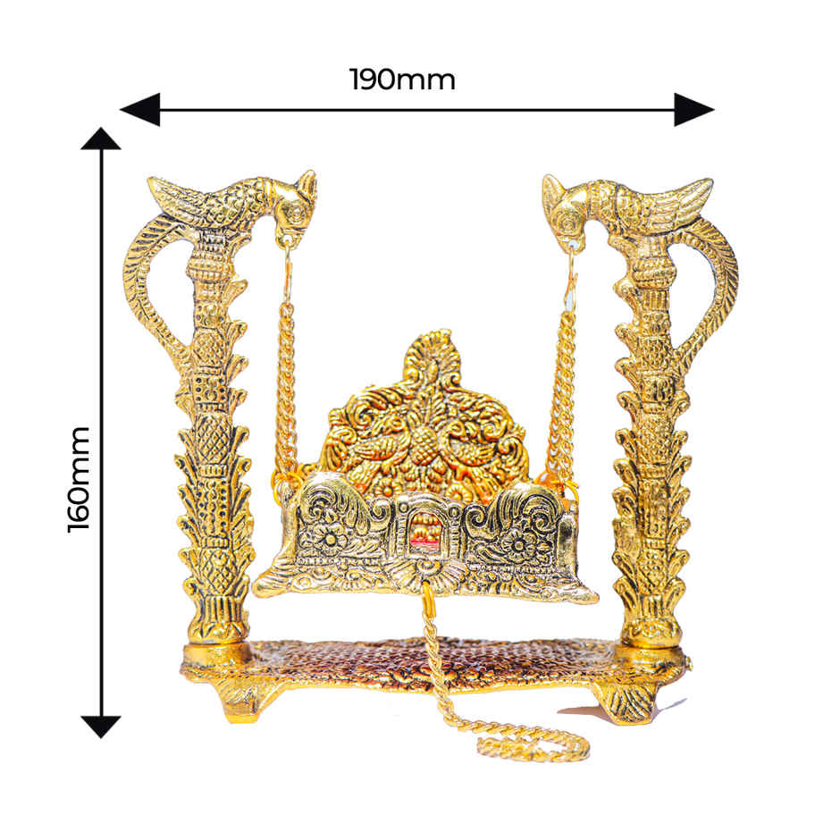 Palna Jhula Parrot Figurines | Gold Polish | Devnidhi