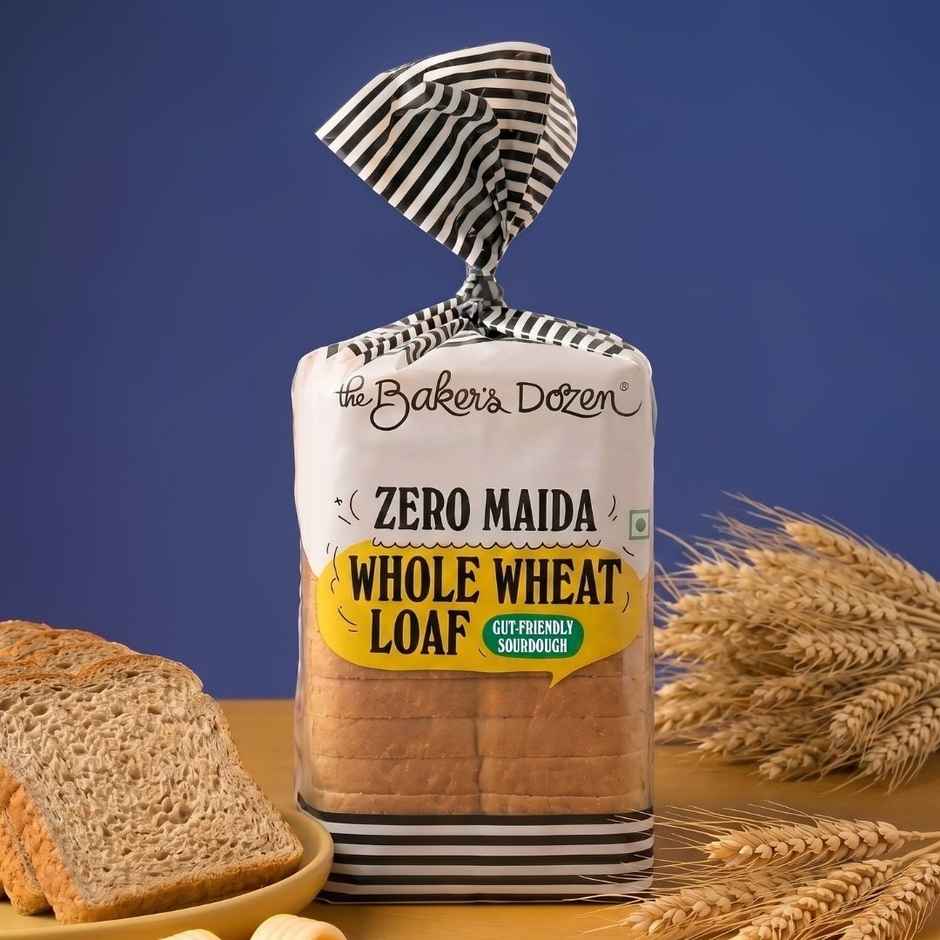 The Baker's Dozen Zero Maida Whole Wheat Bread | Sandwich Atta Bread (Not Brown) | Clean Label